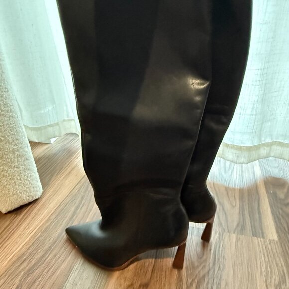 Vince Camuto Perintie Black Leather Knee High Boot - Picture 2 of 4